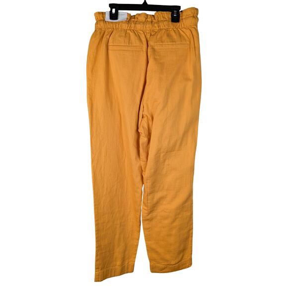 NWT Ann Taylor LOFT Mustard Yellow High Waist Cotton Paper Bag Pants SZ M - Picture 5 of 8